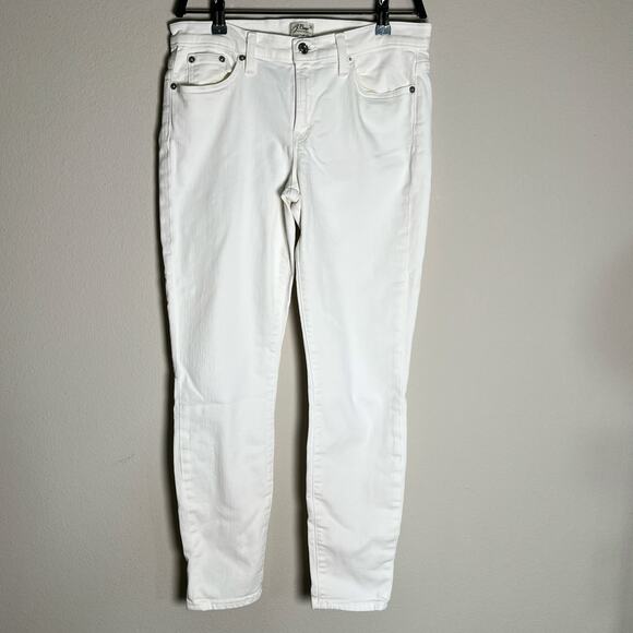 J. Crew Toothpick Mid Rise Denim Skinny Ankle Jeans Women's Size 28  White - Picture 2 of 10